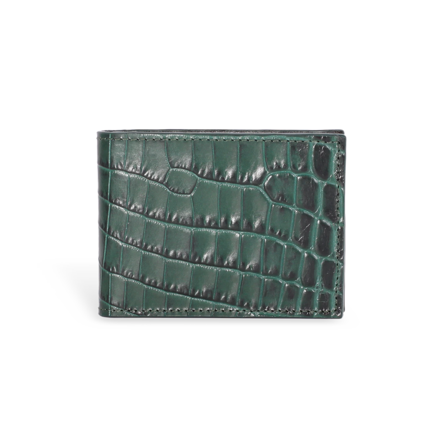 Slim Wallet Cléry Green Croco Embossed Leather Ateliers Auguste
