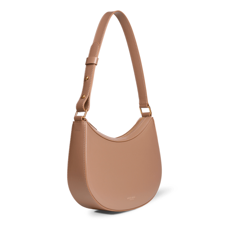 Lupo - Evolución Taupe Leather Ruffle Shoulder Bag