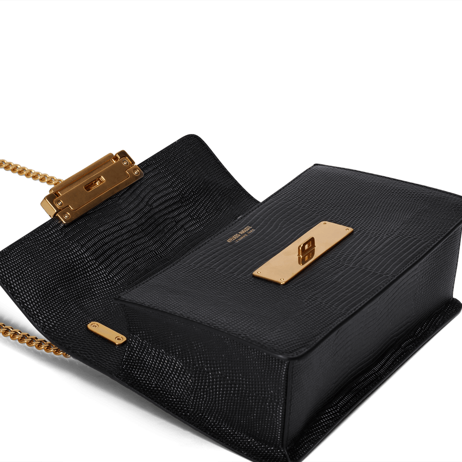 Alma Gold Edition - Cuir Embossé Lézard Noir Ateliers Auguste