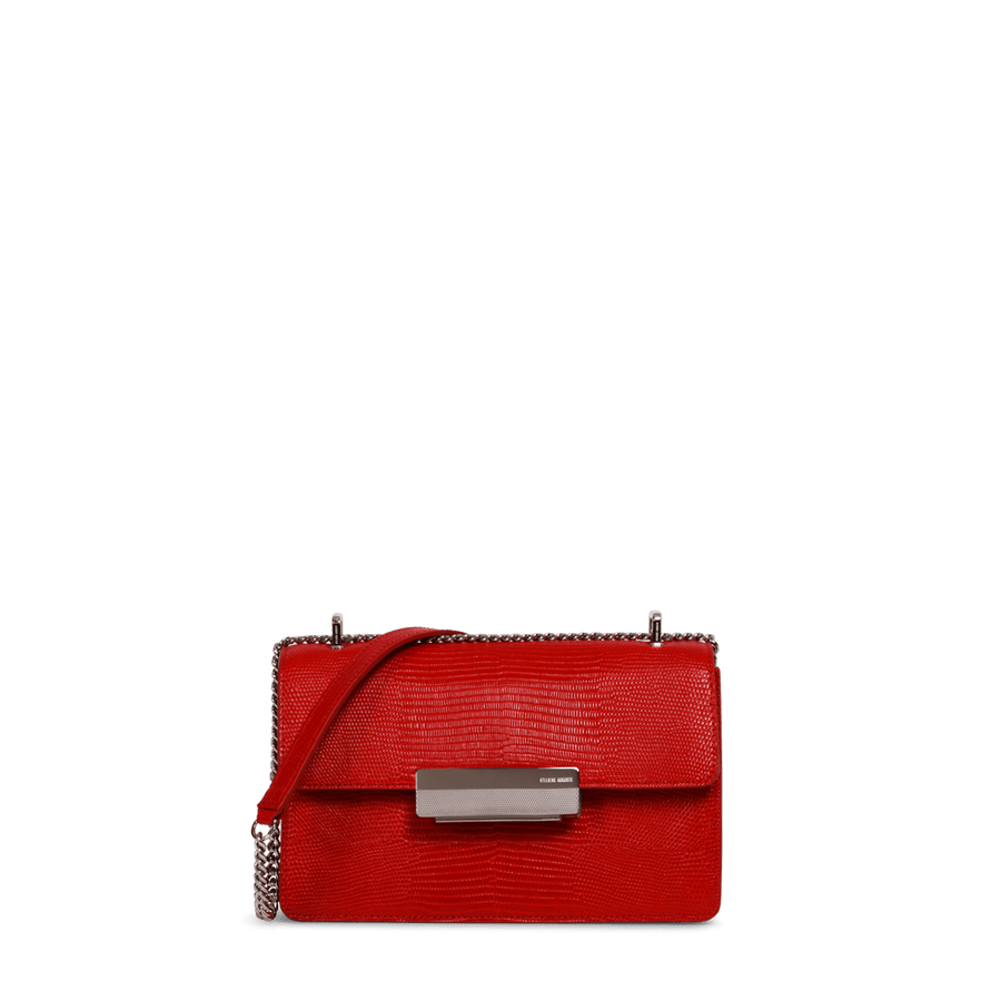 Alma Silver Edition - Cuir Embossé Lézard Rouge Ateliers Auguste