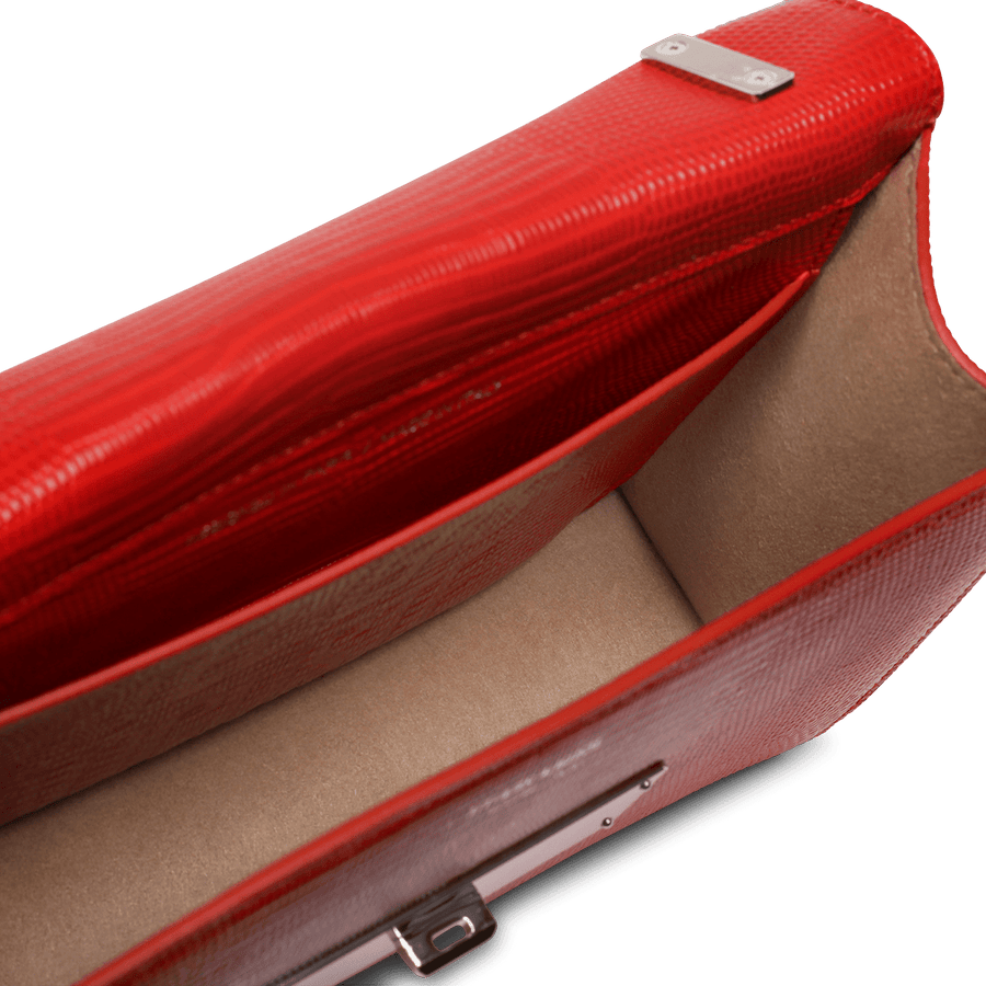 Alma Silver Edition - Cuir Embossé Lézard Rouge Ateliers Auguste