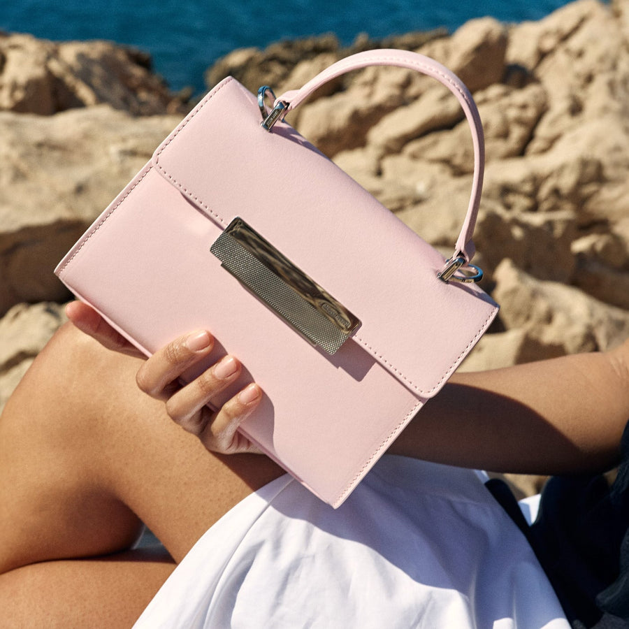 Mini Capucine Silver Edition - Cuir Box Rose Pâle Ateliers Auguste