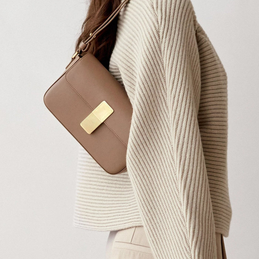 Monceau Baguette Gold Edition - Cuir Box Taupe Ateliers Auguste