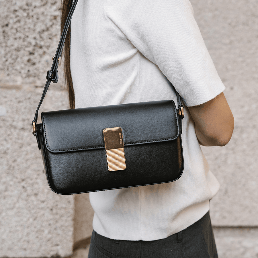 Monceau Baguette Gold Edition - Cuir Box Noir Ateliers Auguste