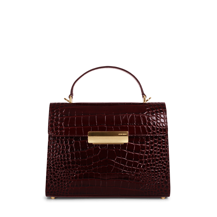 Capucine Gold Edition - Cuir Embossé Croco Bordeaux Ateliers Auguste
