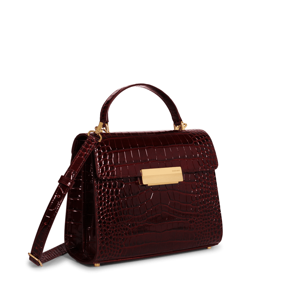 Capucine Gold Edition - Cuir Embossé Croco Bordeaux Ateliers Auguste