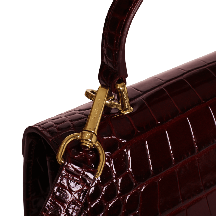 Capucine Gold Edition - Cuir Embossé Croco Bordeaux Ateliers Auguste