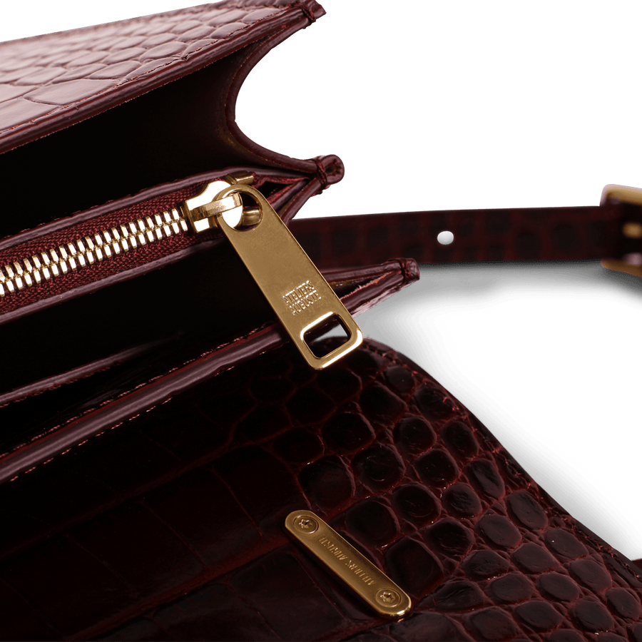 Capucine Gold Edition - Cuir Embossé Croco Bordeaux Ateliers Auguste