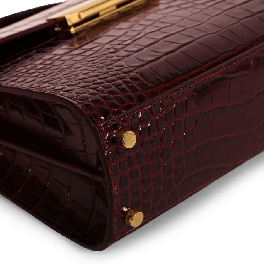 Capucine Gold Edition - Cuir Embossé Croco Bordeaux Ateliers Auguste