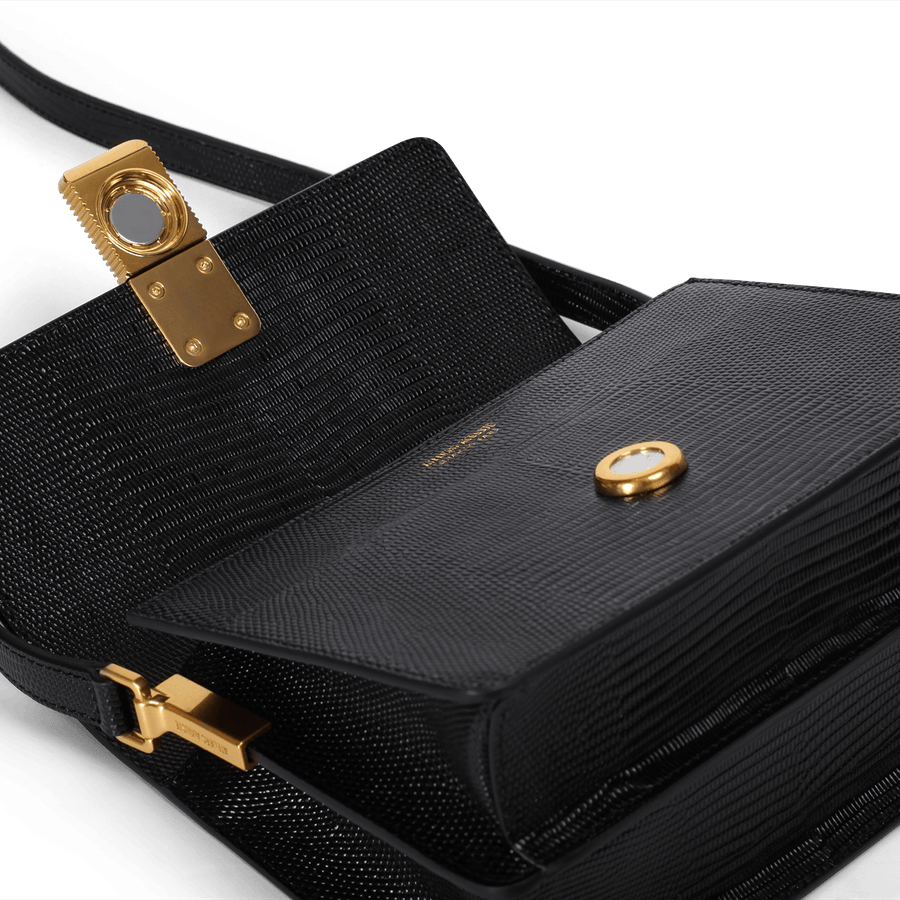 Gabriel Gold Edition - Cuir Embossé Lézard Noir Ateliers Auguste