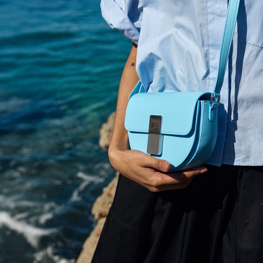 Mini Sully Silver Edition - Cuir Box Bleu Clair Ateliers Auguste