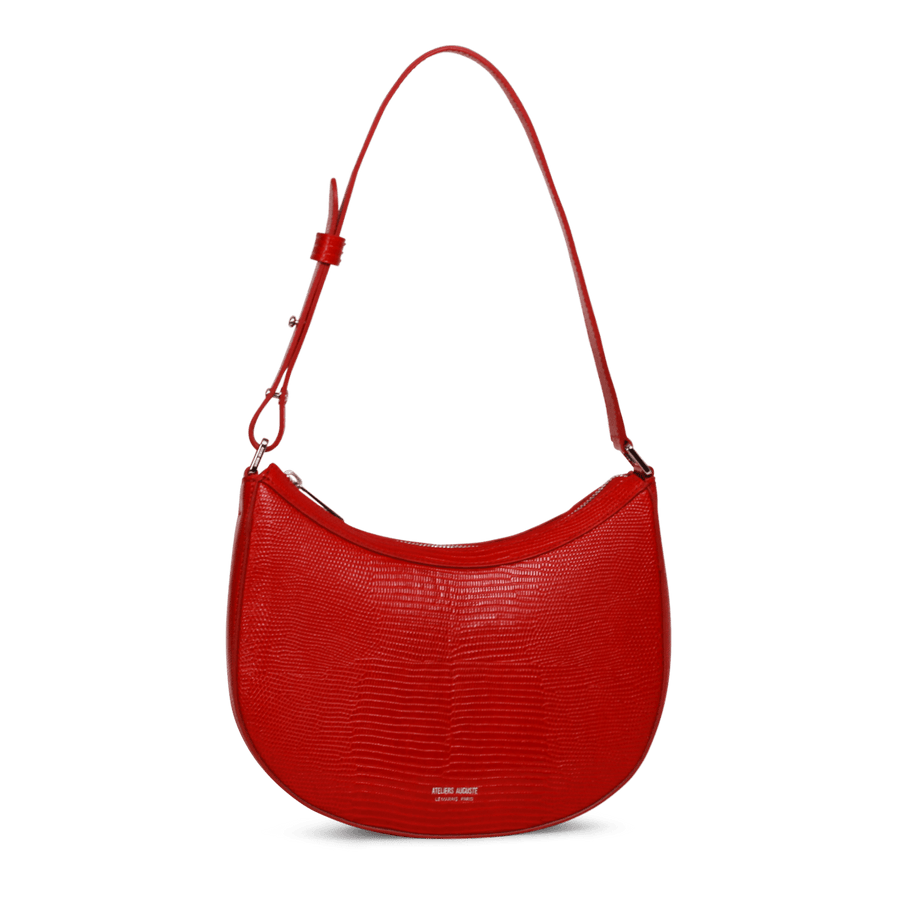 Marceau Silver Edition - Cuir Embossé Lézard Rouge Ateliers Auguste