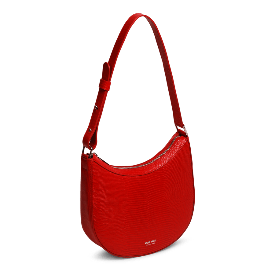 Marceau Silver Edition - Cuir Embossé Lézard Rouge Ateliers Auguste