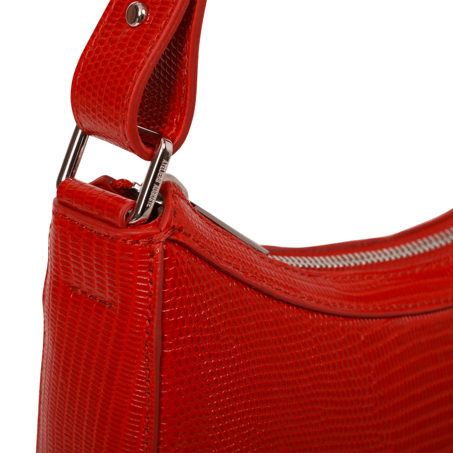 Marceau Silver Edition - Cuir Embossé Lézard Rouge Ateliers Auguste