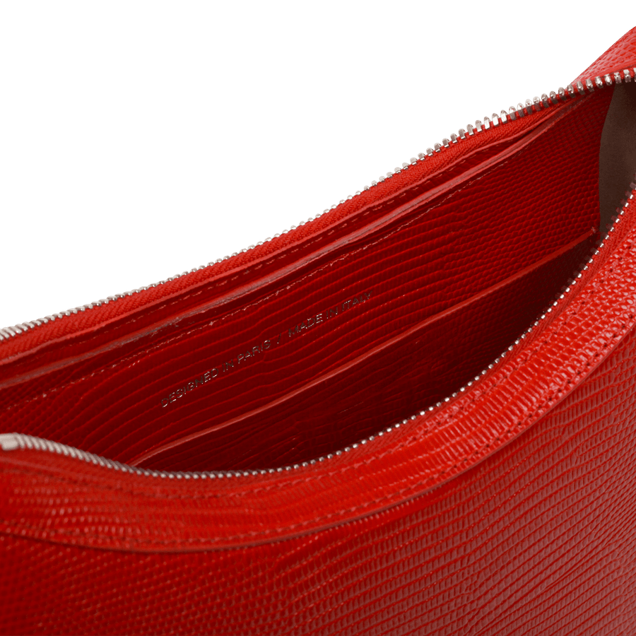 Marceau Silver Edition - Cuir Embossé Lézard Rouge Ateliers Auguste