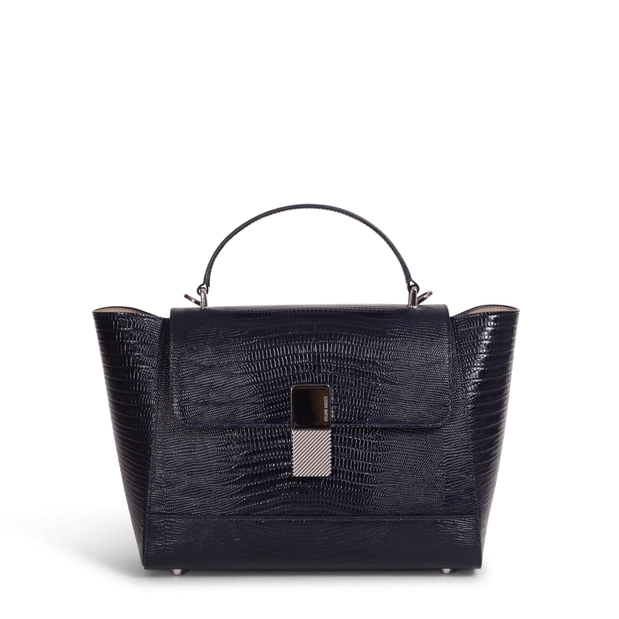 Marly Silver Edition - Cuir Embossé Lézard Bleu Nuit Ateliers Auguste