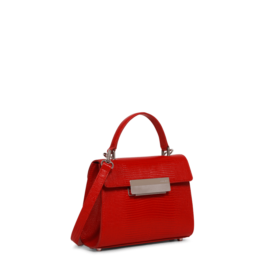 Mini Capucine Silver Edition - Cuir Embossé Lézard Rouge Ateliers Auguste