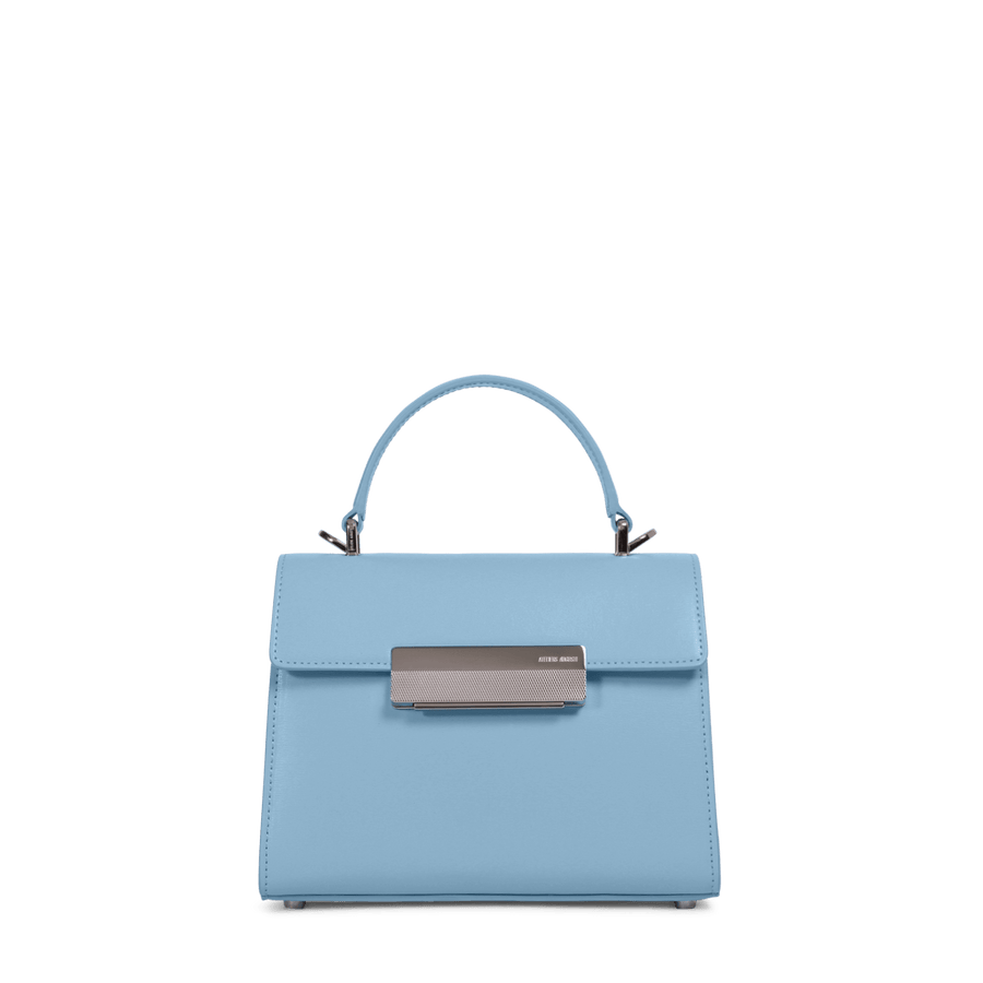 Mini Capucine Silver Edition - Cuir Box Bleu Claire Ateliers Auguste