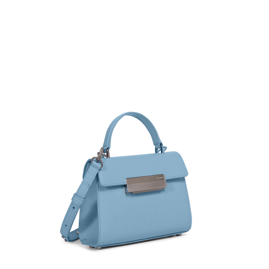 Mini Capucine Silver Edition - Cuir Box Bleu Claire Ateliers Auguste