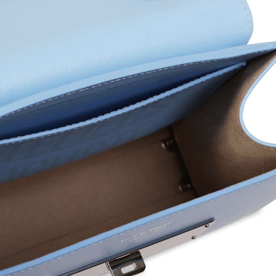 Mini Capucine Silver Edition - Cuir Box Bleu Claire Ateliers Auguste