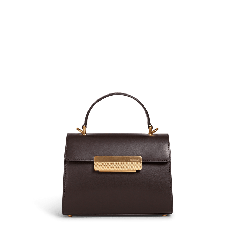 Mini Capucine Gold Edition - Cuir Box Chocolat Ateliers Auguste