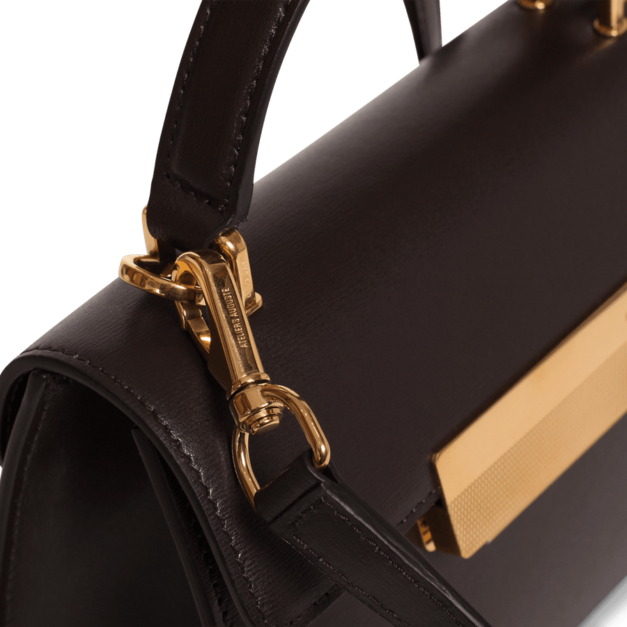 Mini Capucine Gold Edition - Cuir Box Chocolat Ateliers Auguste