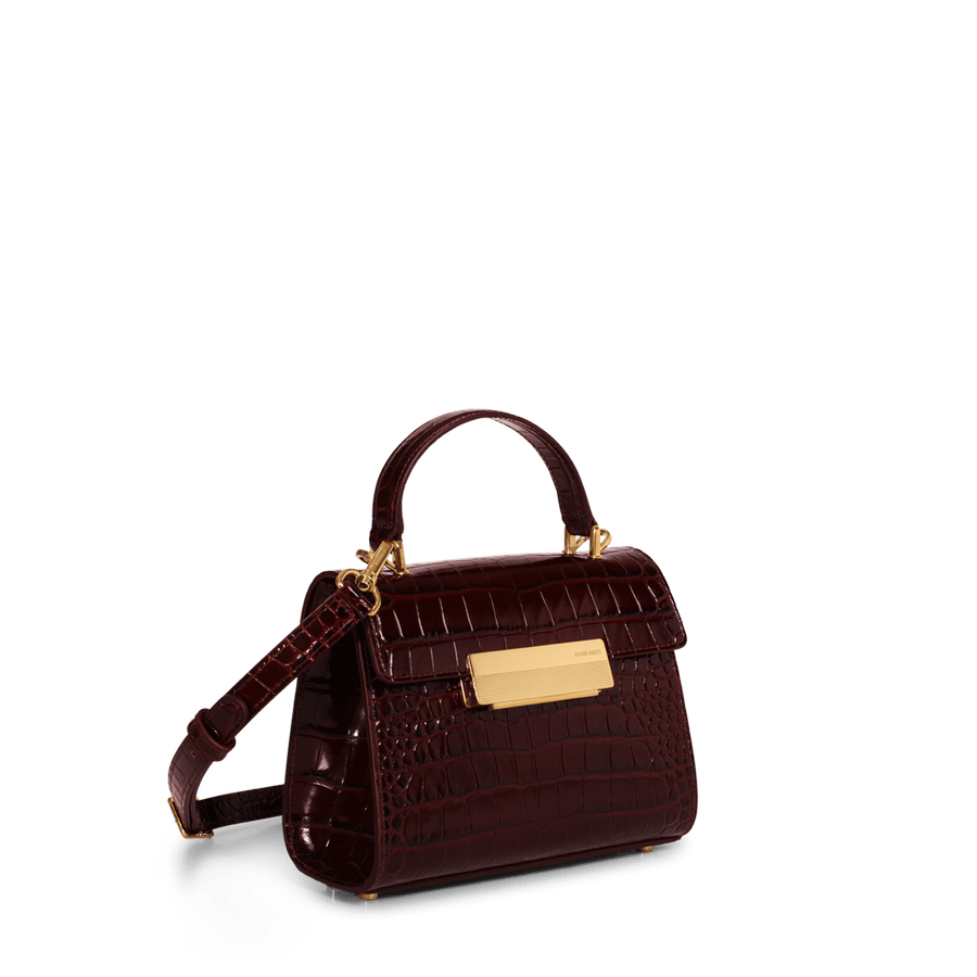 Mini Capucine Gold Edition - Cuir Embossé Croco Bordeaux Ateliers Auguste
