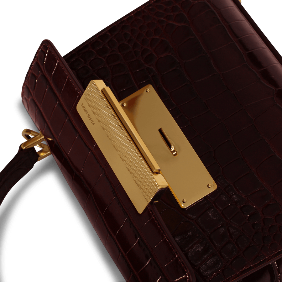 Mini Capucine Gold Edition - Cuir Embossé Croco Bordeaux Ateliers Auguste