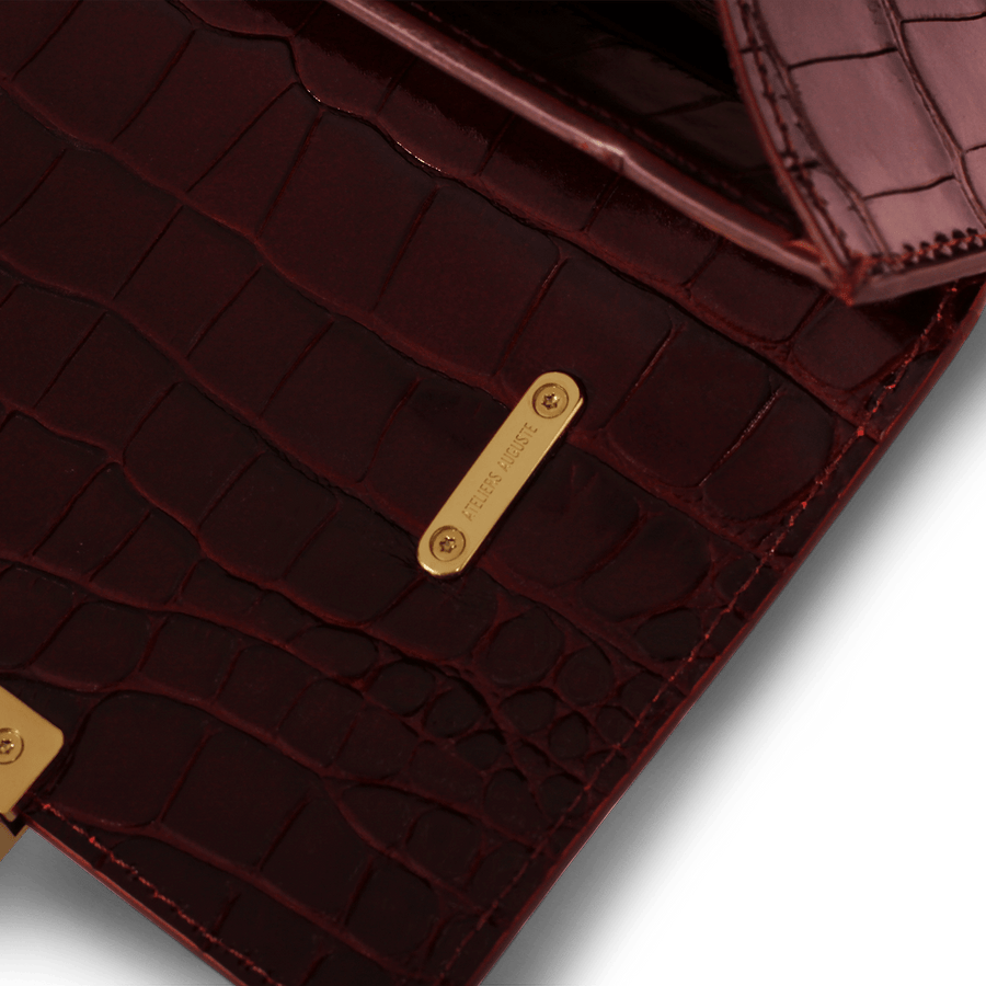 Mini Capucine Gold Edition - Cuir Embossé Croco Bordeaux Ateliers Auguste