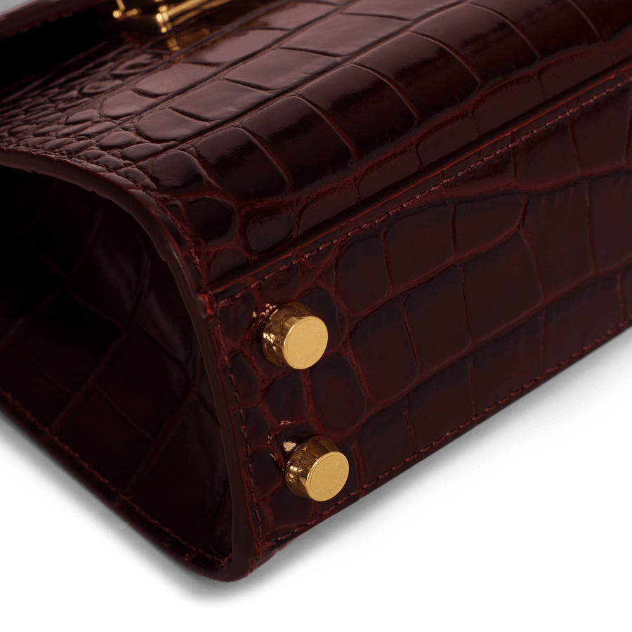 Mini Capucine Gold Edition - Cuir Embossé Croco Bordeaux Ateliers Auguste