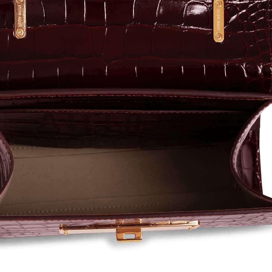Mini Capucine Gold Edition - Cuir Embossé Croco Bordeaux Ateliers Auguste