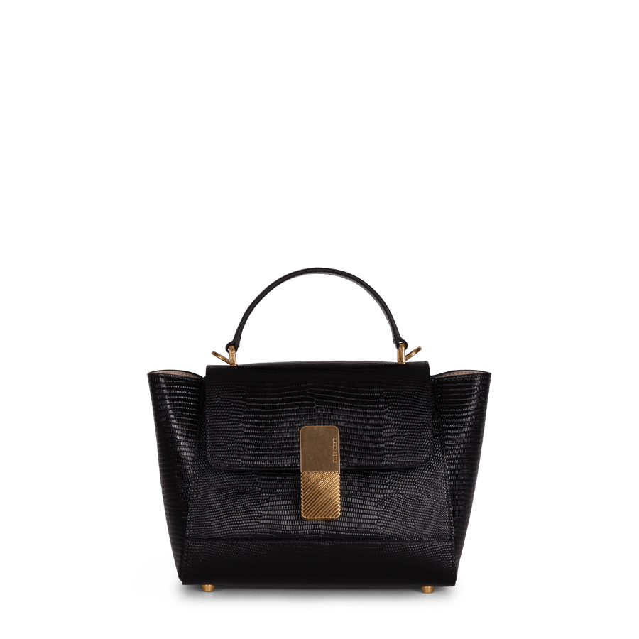 Mini Marly Gold Edition - Cuir Embossé Lézard Noir Ateliers Auguste