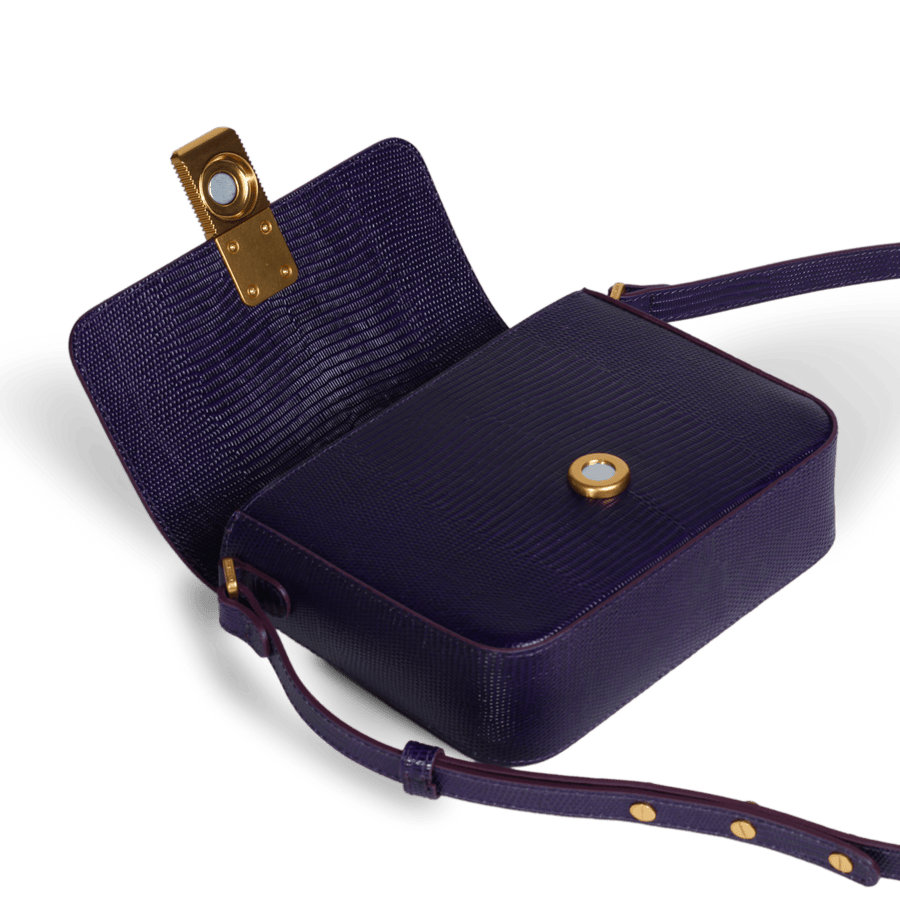 Mini Sully Gold Edition - Eggplant Lizard Leather – Ateliers Auguste