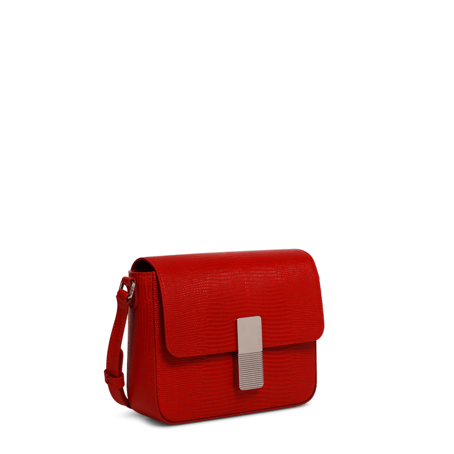 Mini Monceau Silver Edition - Cuir Embossé Lézard Rouge Ateliers Auguste