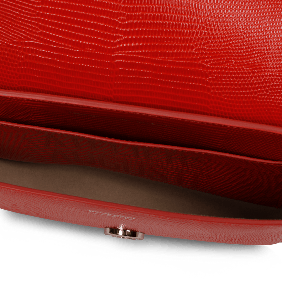 Mini Monceau Silver Edition - Cuir Embossé Lézard Rouge Ateliers Auguste