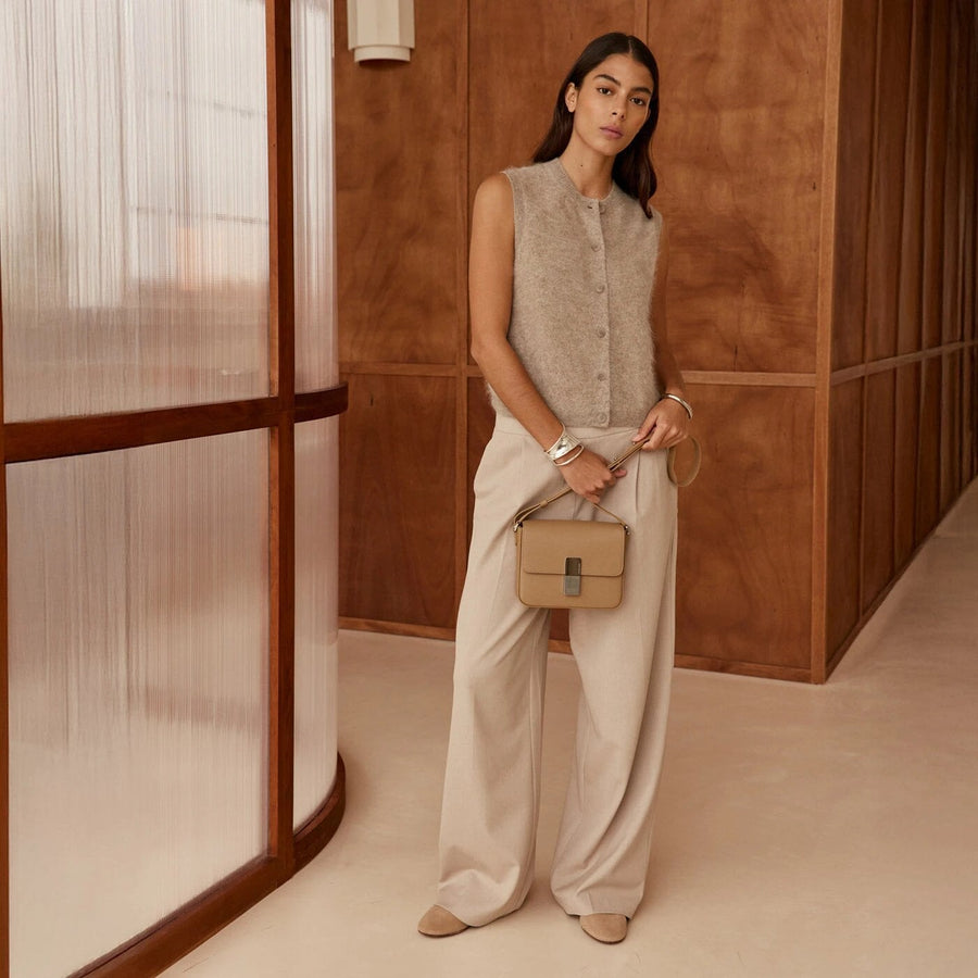 Mini Monceau Silver Edition - Cuir Grainé Cappuccino Ateliers Auguste