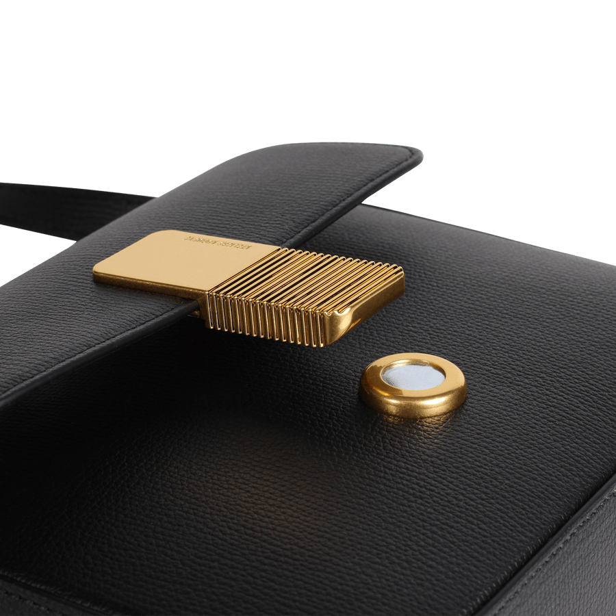 Mini Monceau Gold Edition - Cuir Grainé Noir Ateliers Auguste