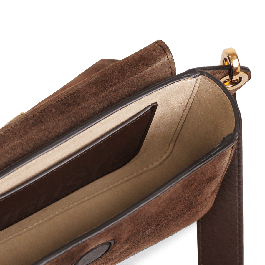 Roquette Belt Bag - Chocolate Suede Leather – Ateliers Auguste