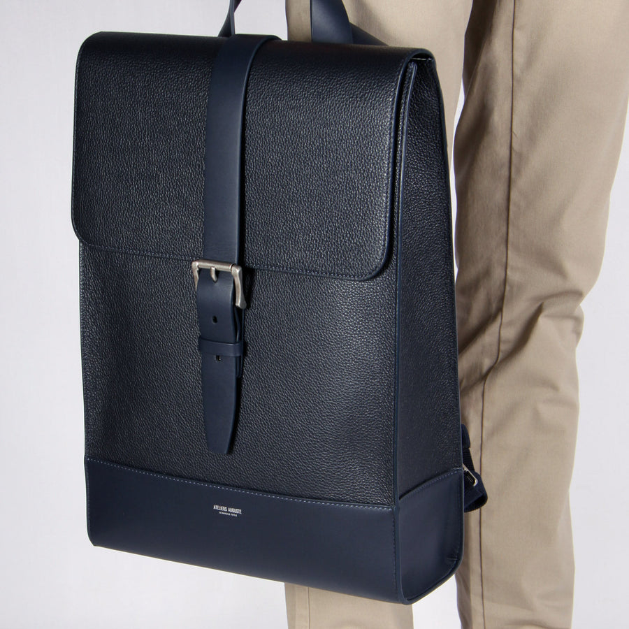 Mabillon Backpack - Navy Pebble Leather – Ateliers Auguste