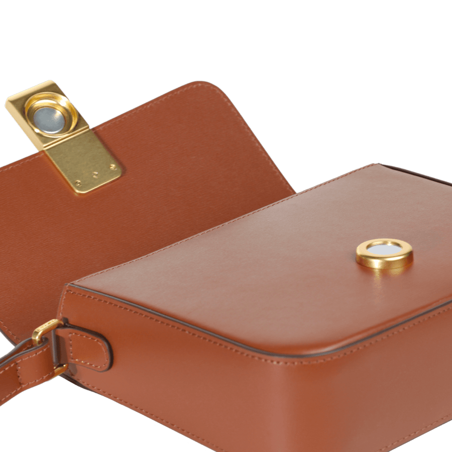 Sac porté croisé Mini Monceau Gold Edition - Cuir Box Camel Ateliers Auguste