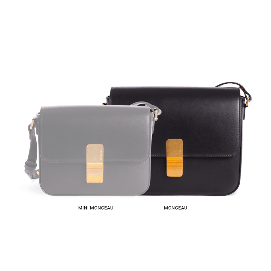 sac porté croisé Monceau Gold Edition - Cuir Box Noir Ateliers Auguste
