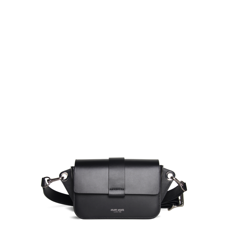 Sac ceinture Roquette - Cuir Lisse Noir Ateliers Auguste