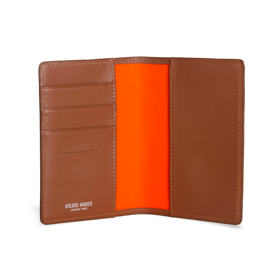 Porte passeport Wagram - Cuir Lisse Camel Ateliers Auguste