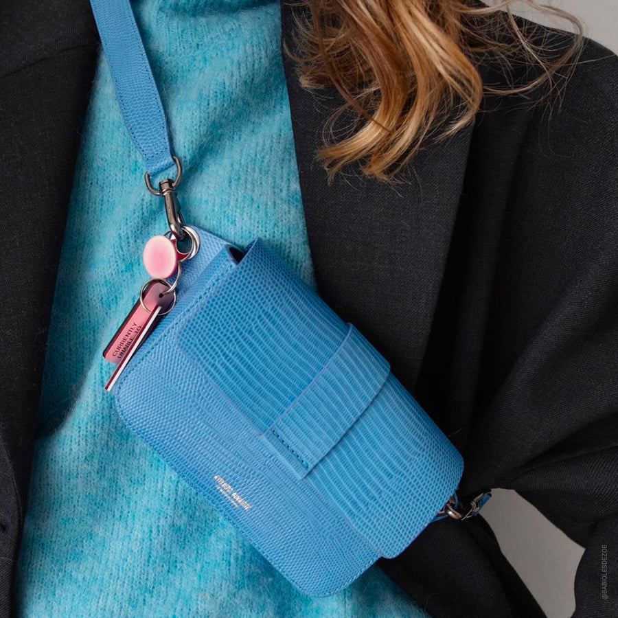 Sac ceinture Roquette - Cuir Embossé Lézard Bleu Ateliers Auguste